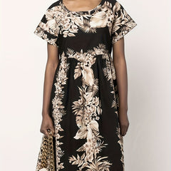 Tropical Print Short Sleeve Dress
