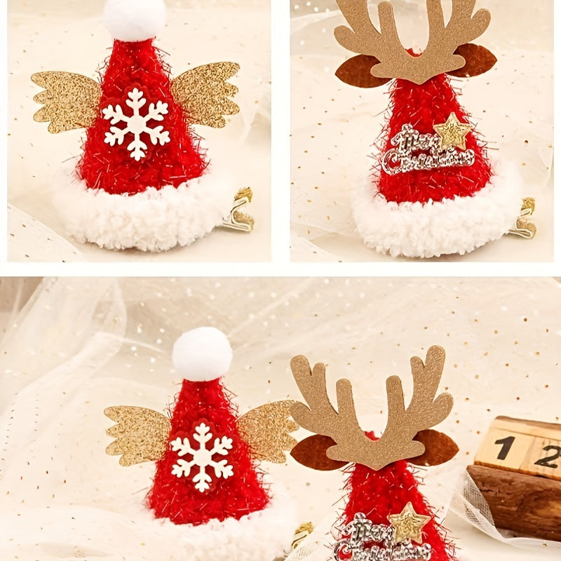 Velvet Christmas Hair Clip Snowflake Wings Deer Letters Holiday Decoration