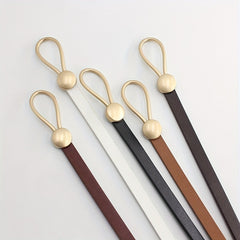 Women's Thin PU Leather Knot Belt Casual Dress Pants Coat Belts