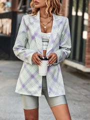 Purple Striped Plaid Casual Blazer & Stylish Office Wear