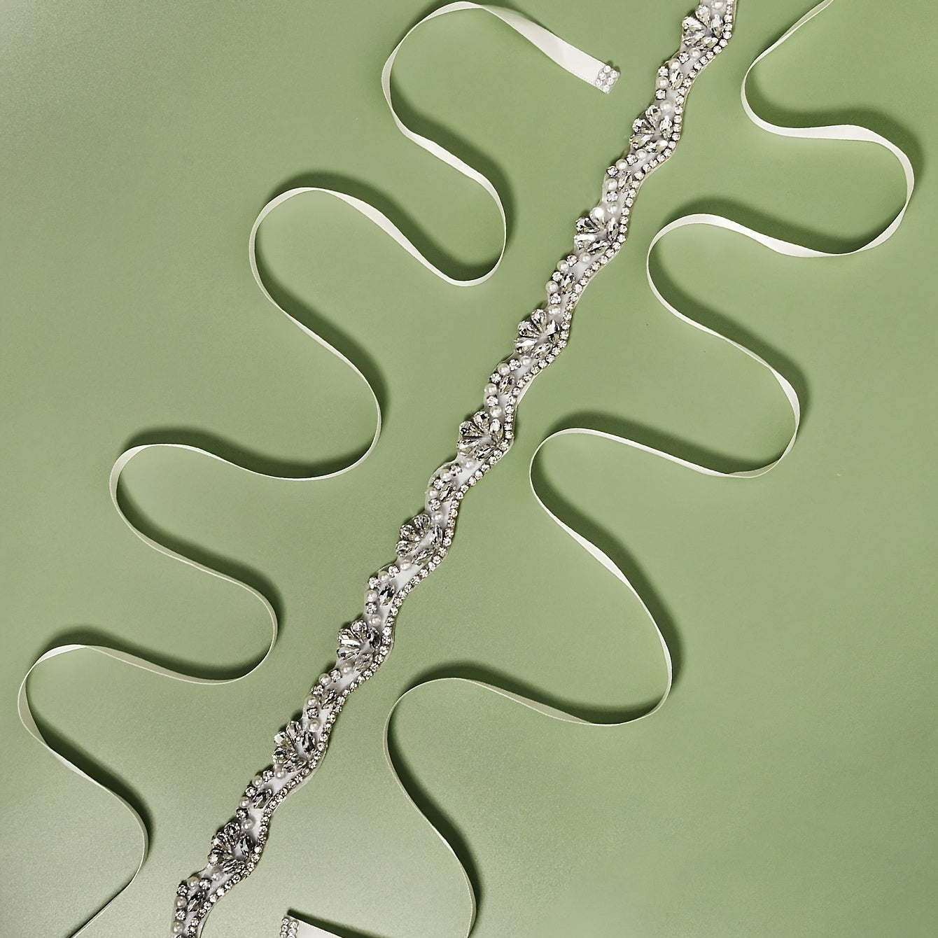 Crystal Rhinestone Bridal Belt with Ribbon