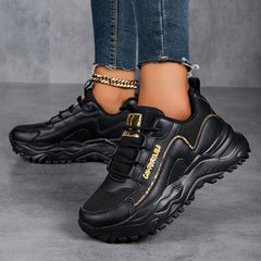 Faux Leather Chunky Sneakers Casual Dad Shoes