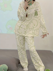Dino Print Pajama Set Long Sleeve Top & Pants
