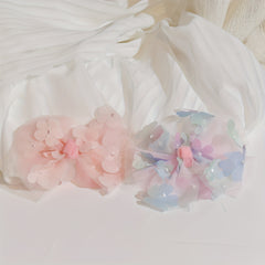 Baby Girls Flowers Mesh Bow Hair Clips Handcraft Headwear