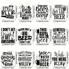 Beer Lover UV Transfer Stickers 12pcs Waterproof Self Adhesive St