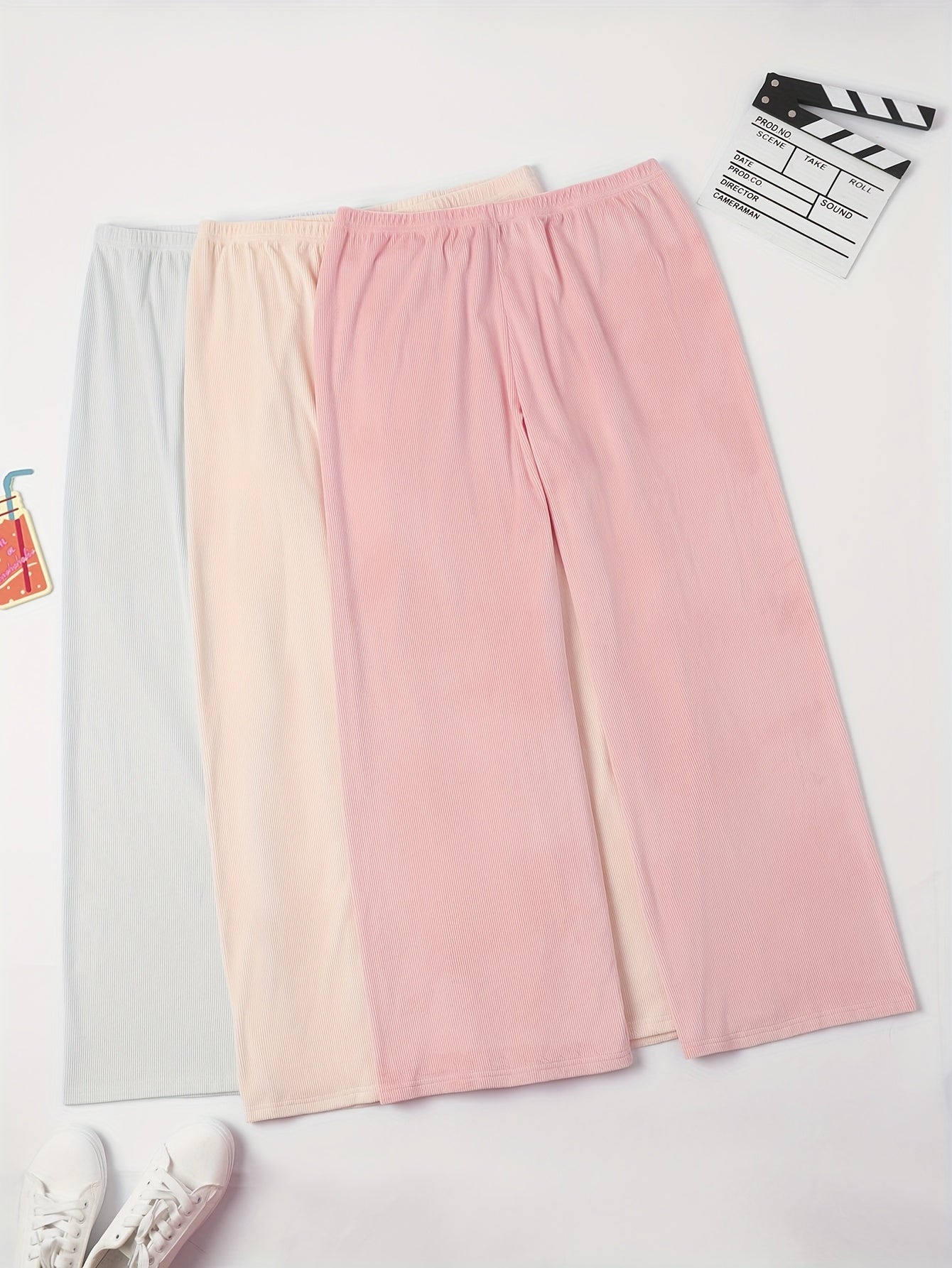 3 Pack Plus Size Velvet Lounge Bottoms Set High Waisted Pajama Trousers