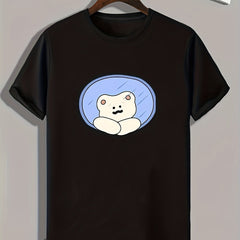 Bear Print Men's Graphic T shirt Casual Comfy Tees For Summer