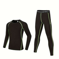 Boys Sports Tights Suit Long Sleeve Top & Leggings Quick Drying Fitness Wear