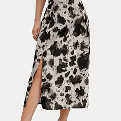 Graphic Print Split Skirt High Waist Casual Summer Women's Clothing