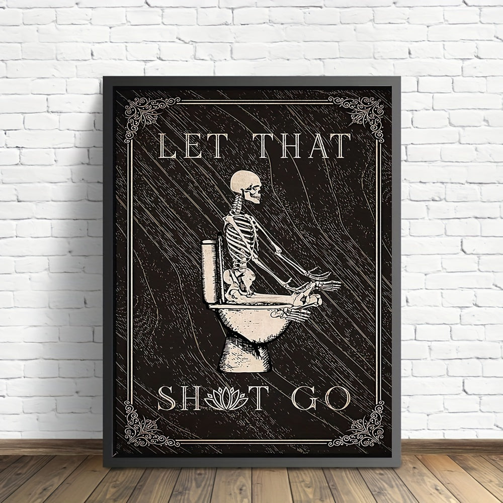 Funny Skeleton Bathroom Decor Canvas Print