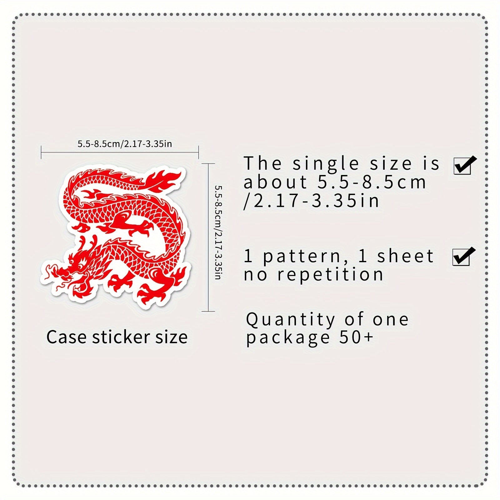 50pcs Year Dragon Cartoon Waterproof Stickers Chinese Style Graffiti Decor DIY