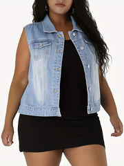 Denim Jacket, Button Up Lapel Collar, Flap Pockets