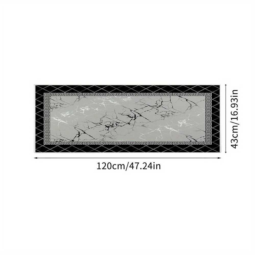 Marble Style Kitchen Rugs - Stain Resistant & Waterproof Mats