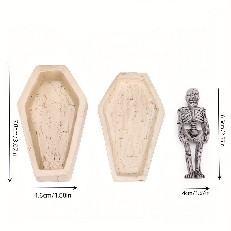 Halloween Coffin & Skeleton Resin Ornaments Dark Shadow Home Decor