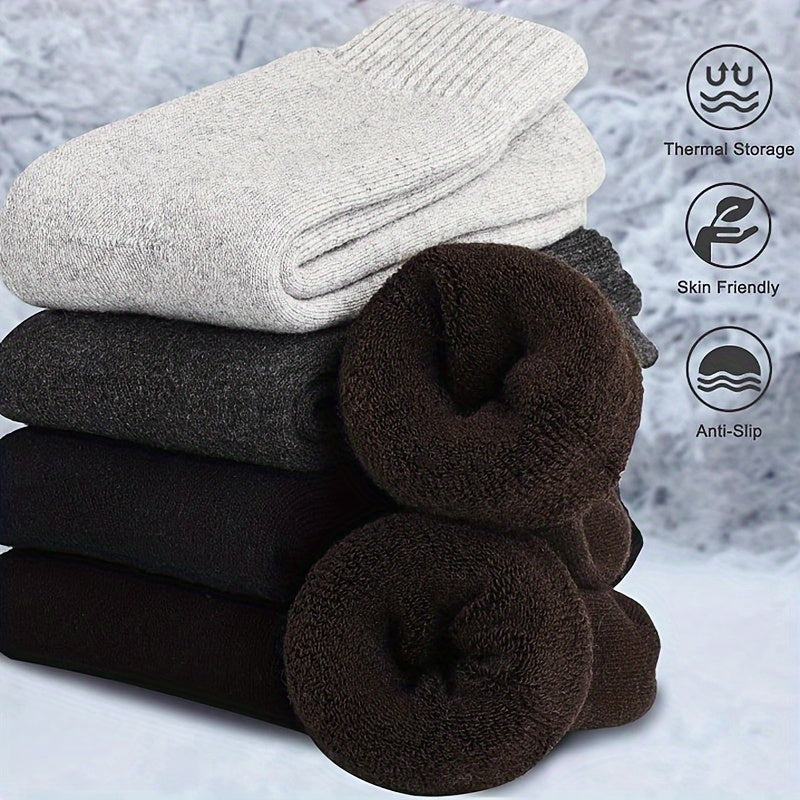 5 Pairs Wool Socks For Men Outdoor Winter Warm Soft Cozy Boot Socks