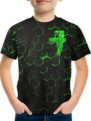 Kids Tee Shirt Optical Illusion 3D Print Short Sleeve Top