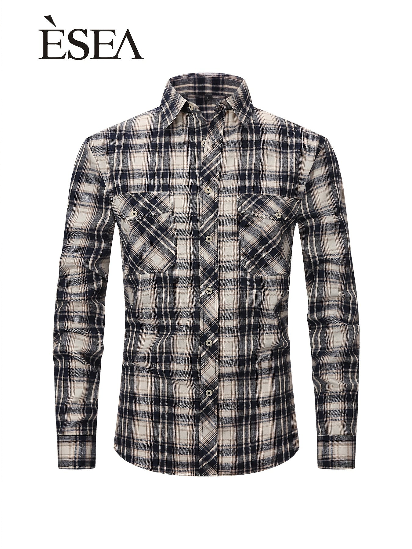 Men's Double Pocket Brushed Check Flannel Shirt