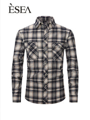Men's Double Pocket Brushed Check Flannel Shirt