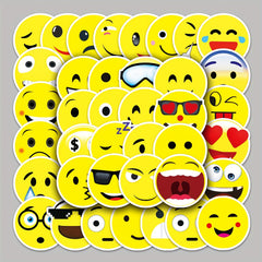 50pcs Smiling Face Stickers Waterproof Luggage Graffiti Motorcycle Car