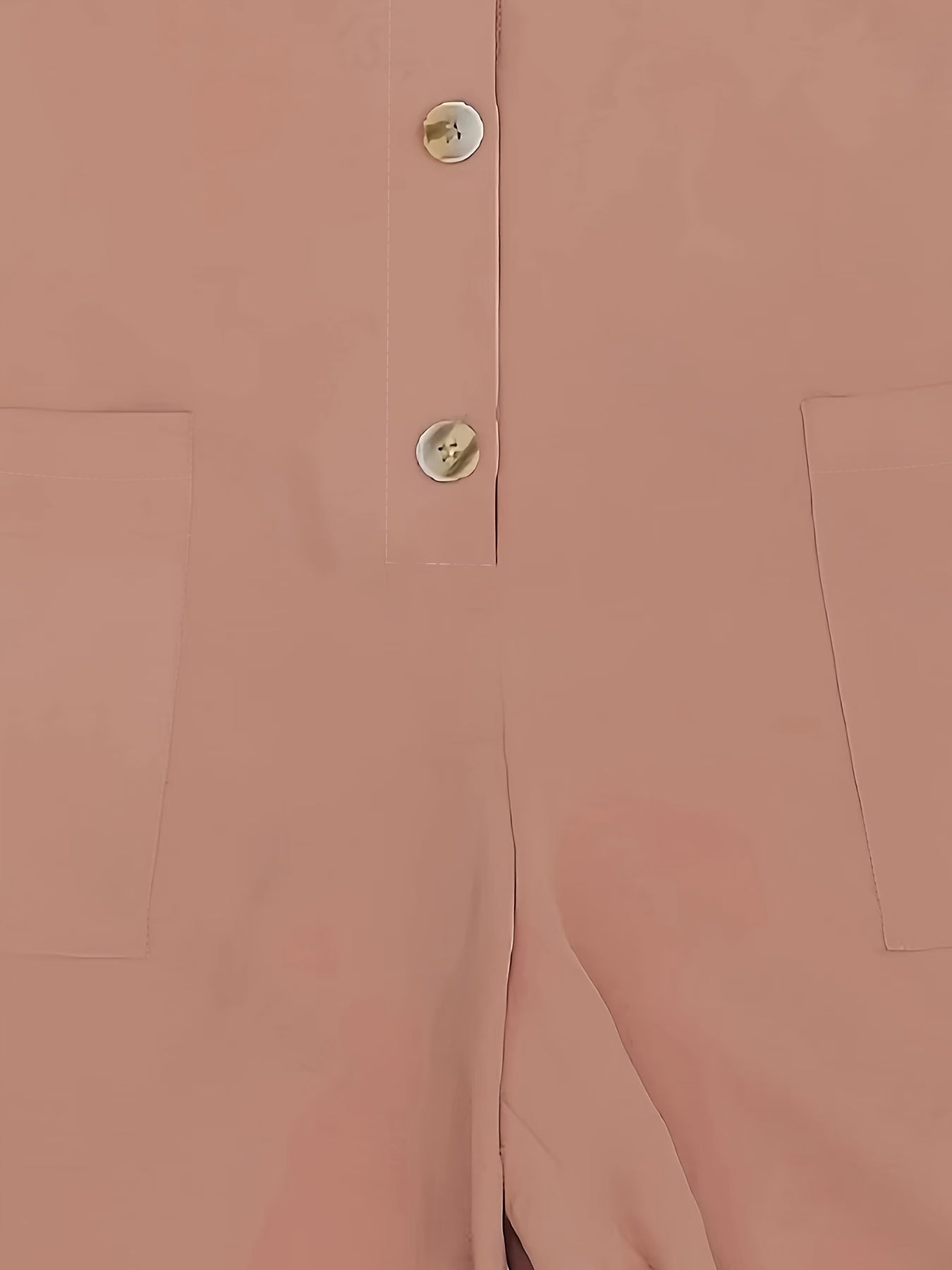 Casual Jumpsuit Solid Button Up Half Sleeve Round Neck With Pockets
