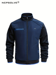 Men's Stand Collar Zip Up Jacket & Active Pants Set