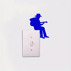 Cowboy Guitar Silhouette Light Switch Sticker Vinyl Music Wall Decor