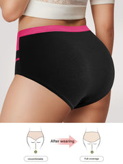 4 Pack Plus Size Panties Set Women's Plus Contrast Binding Mid Rise Briefs