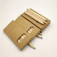 18 Mini Colored Pencils Box 6 Colors Lime Yellow Brown Sky Purple