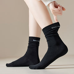 Letter Print Socks Comfy & Breathable Women's Stockings