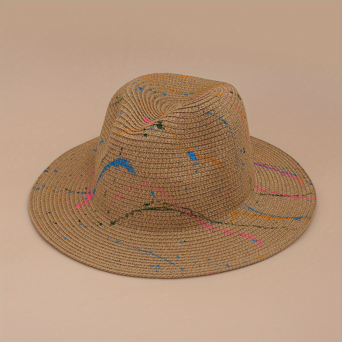 Colorful Graffiti Jazz Hat Large Brim Hip Hop Style Top Hat