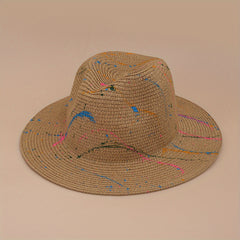 Colorful Graffiti Jazz Hat Large Brim Hip Hop Style Top Hat