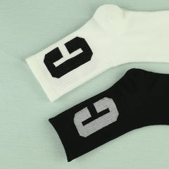 Men's Letter C Pattern Crew Socks, Breathable Casual Street Style Socks