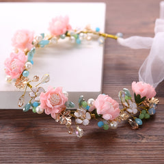 Rose Flower Crown Wedding Headband Wrist Band