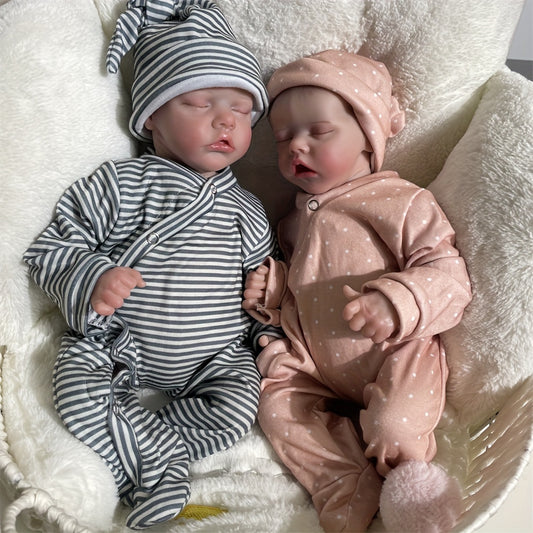 16.5" Cloth Body Reborn Doll Twins Sleeping Veins Halloween Gift