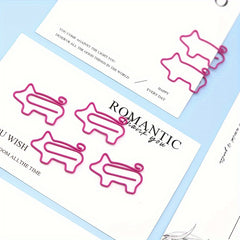 10pcs Piggy Paper Clips Creative Clips Rose Red Cartoon Office Data Clips