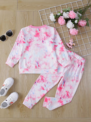 Toddler Girl's Tie Dye Outfit 2pcs Set Cartoon Unicorn Print