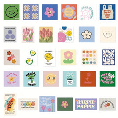 90 Flower Smiley Stickers Small Fresh Waterproof Stickers