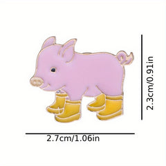 Pig Rain Boots Brooch for Girls Cartoon Alloy Pin