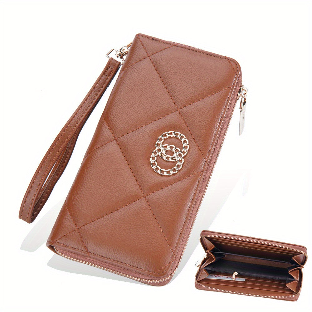 Women's Long Style Leather Wallet With Zipper