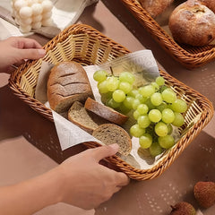 Rattan Weaving Dessert Display Basket for Fruit Bread & Living Room Decor