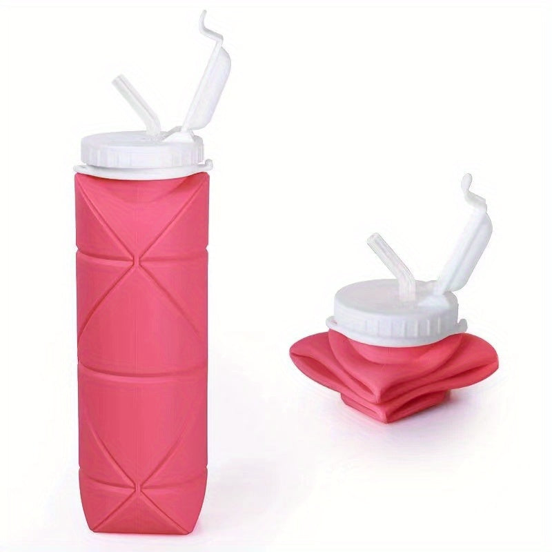 600ml Collapsible Silicone Water Bottle with Straw for Outdoor Activities