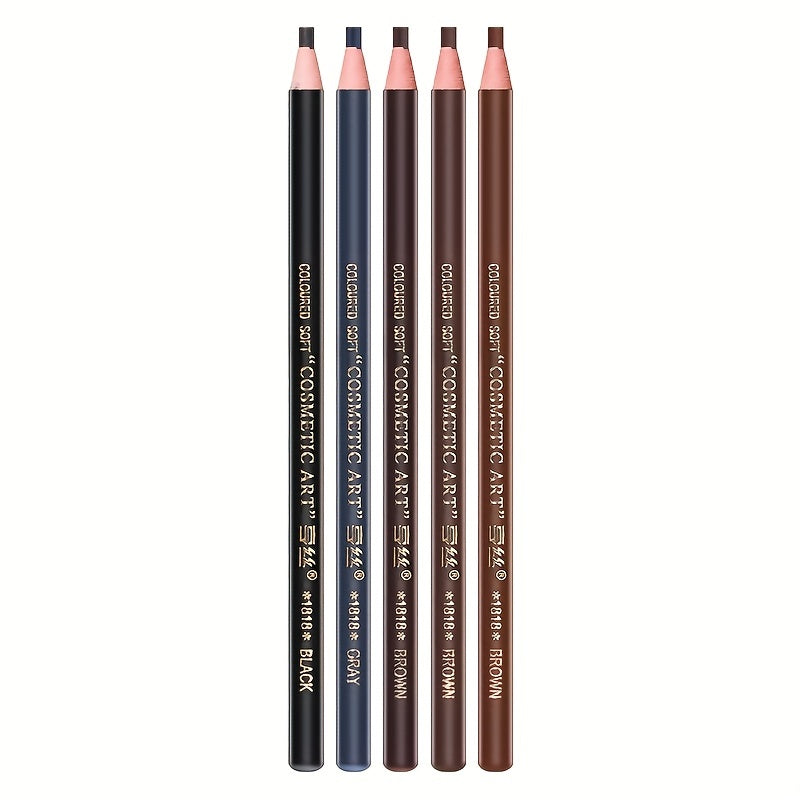 5 Colors Wooden Rod Eyebrow Pencil Drawstring Cut Eyebrow Pencil