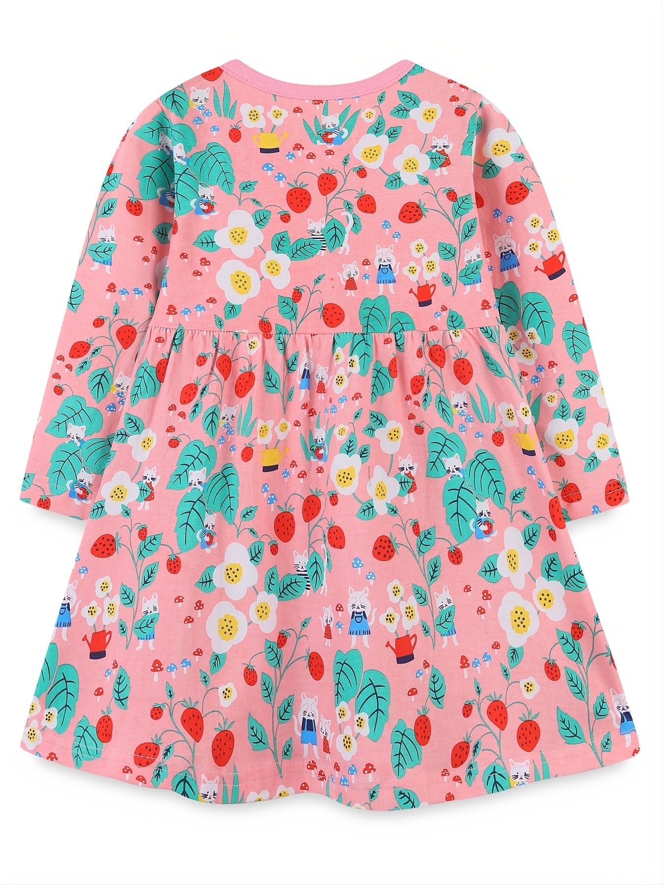 Cotton Dinosaur Print Dress for Toddler Girls