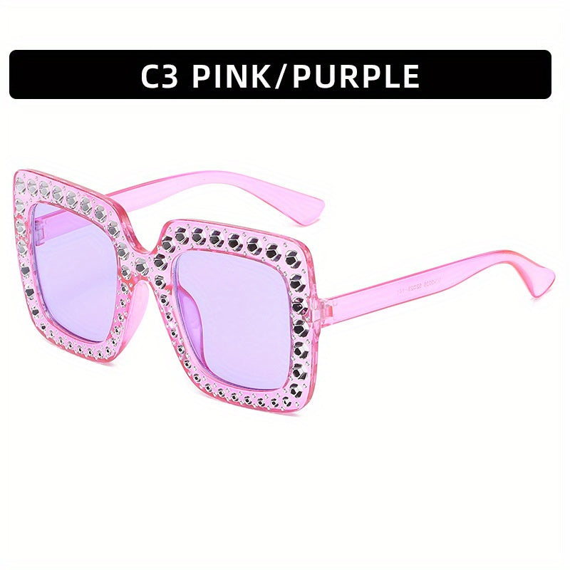 Rhinestone Sunglasses Women Square UV400 Sun Shades