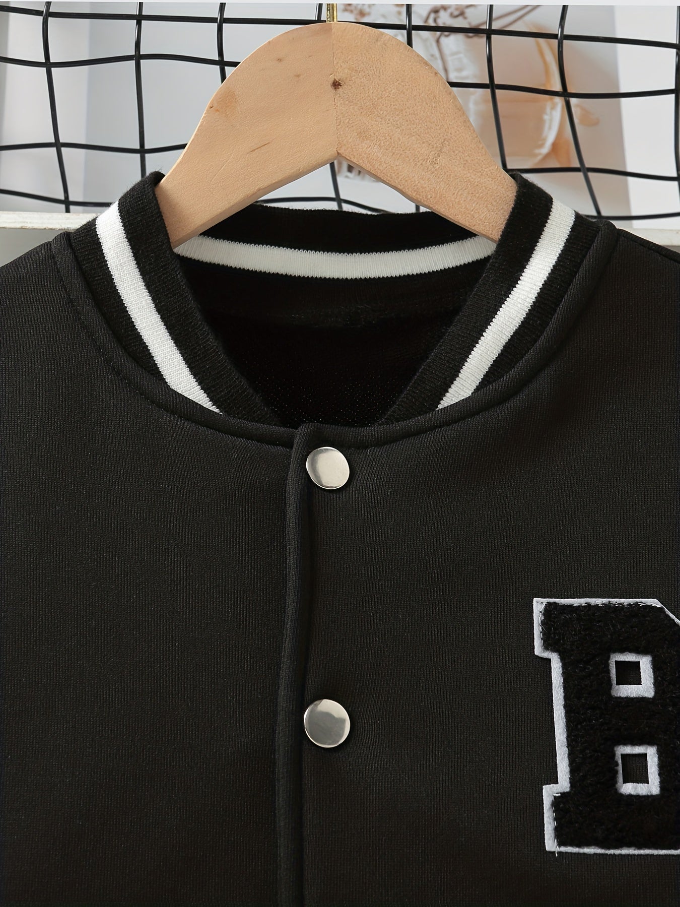 Girls' Leather Stitching Sleeves Baseball Jacket