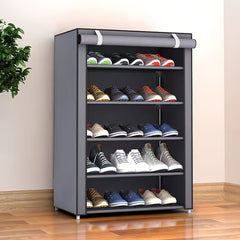 1pc Large Capacity Shoe Rack With Dust-Proof Curtain - Maximize Shoe Storage