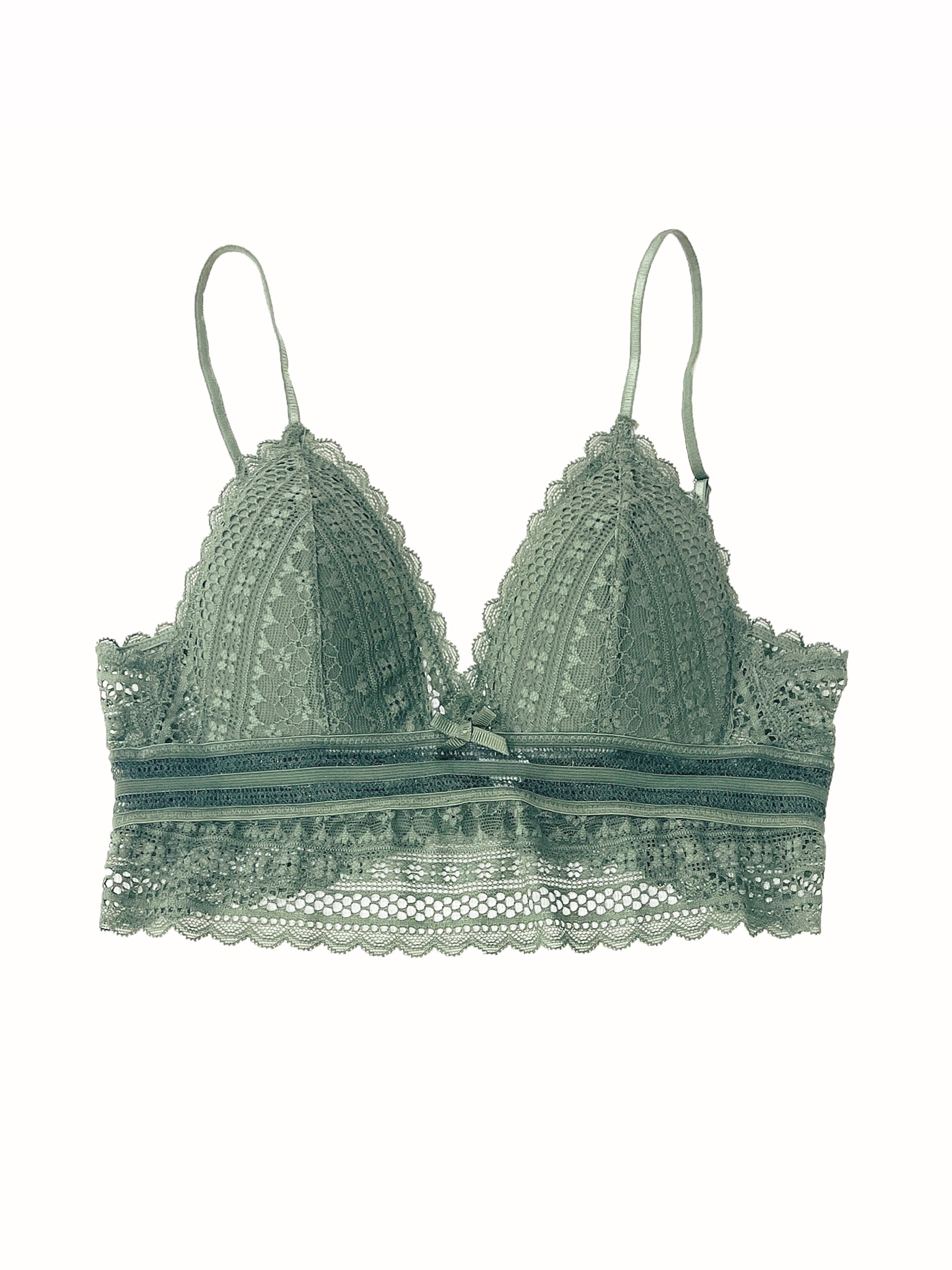 Floral Lace Triangle Bralette Lightweight Wireless Bra
