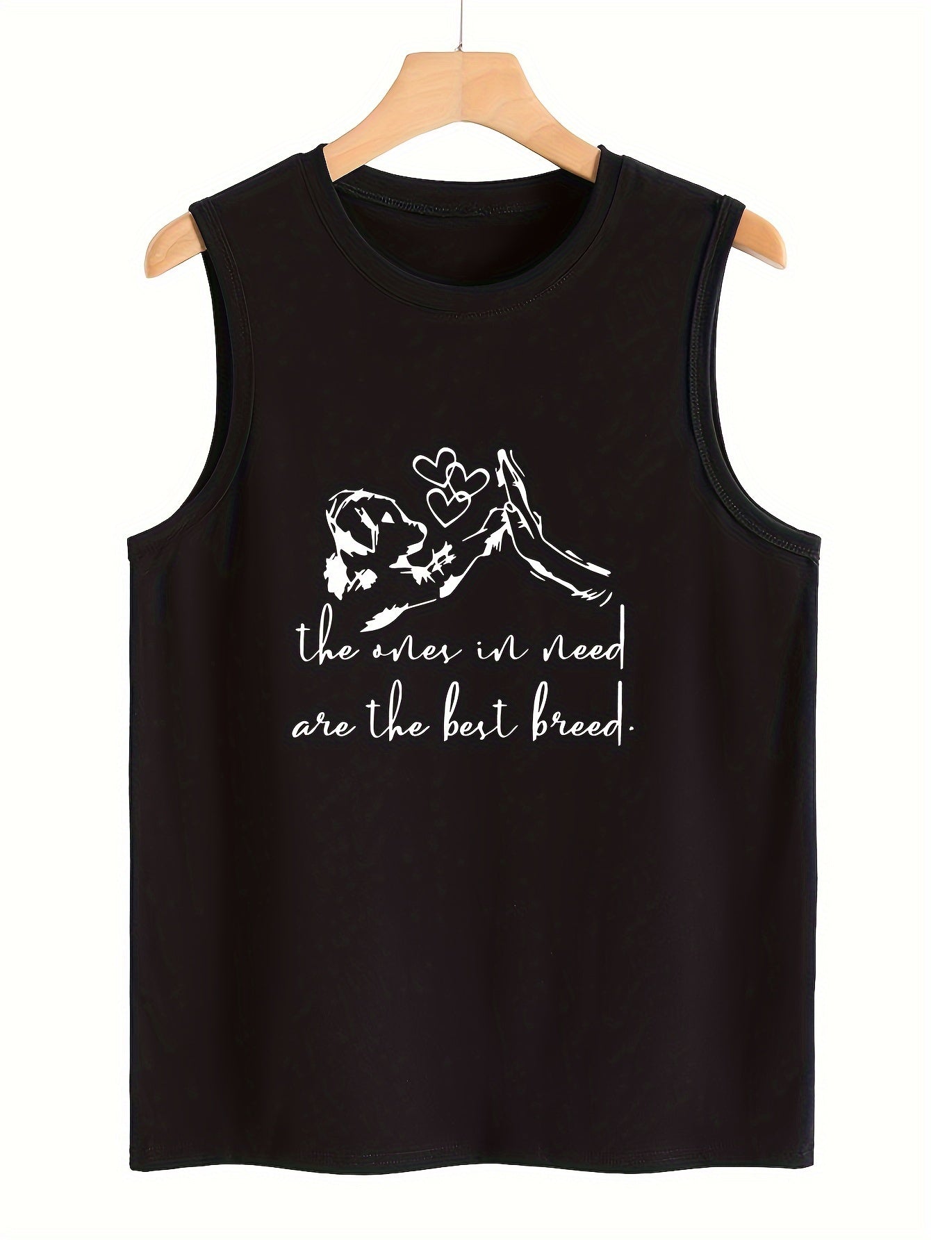 Dog Pattern Sports Vest Round Neck Sleeveless Top