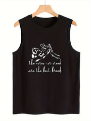 Dog Pattern Sports Vest Round Neck Sleeveless Top