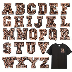 26pcs Leopard Letter Embroidered Patch Sticker for Clothing Repair